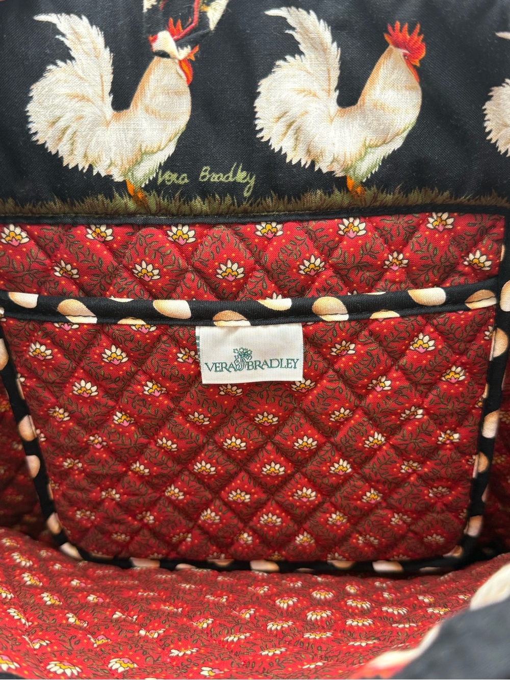 NWT Vera Bradley Fowl Play Quilted Tote Bag Rooster Chicken Egg Retired Print - Picture 4 of 9